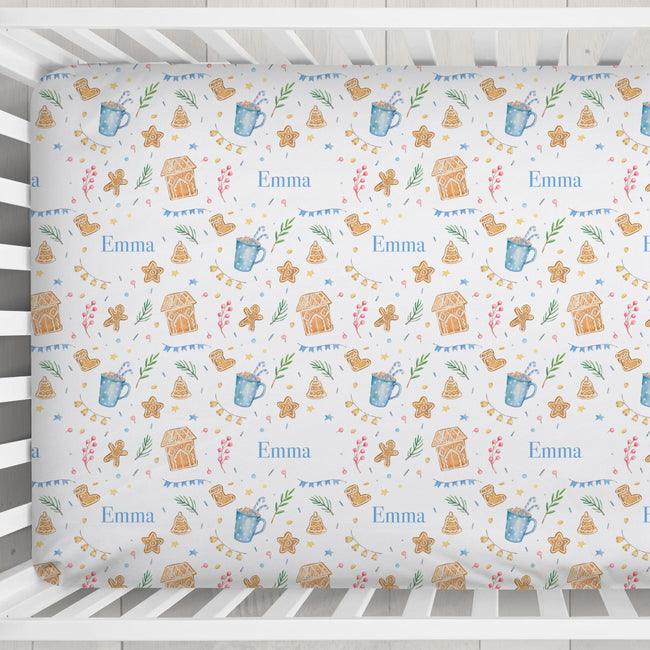 Gingerbread Joy Personalized Christmas Crib Sheet