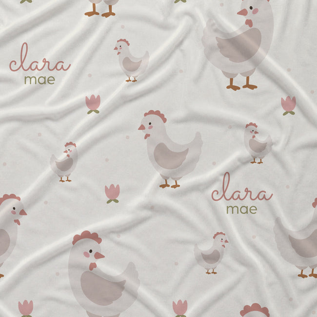 Hen & Blossoms Personalized Baby Girl Crib Sheet