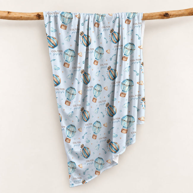 Personalized Hot Air Balloon Swaddle Blanket – Up, Up & Away