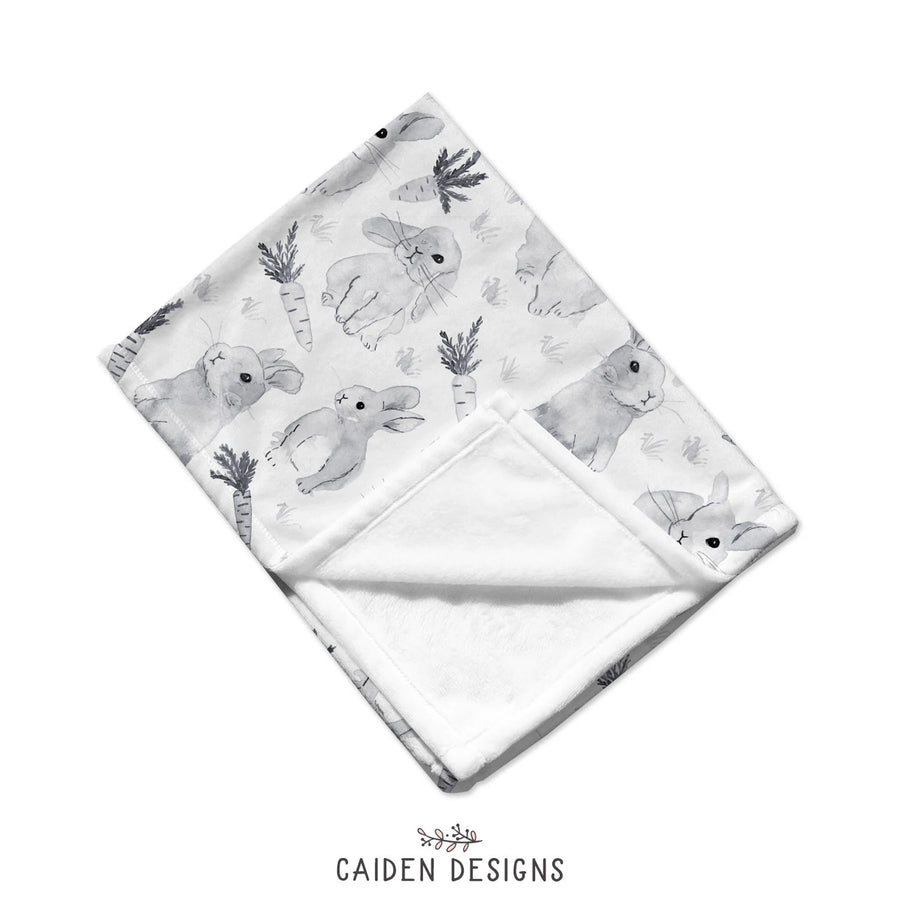 Monochrome Watercolor Bunny Blanket