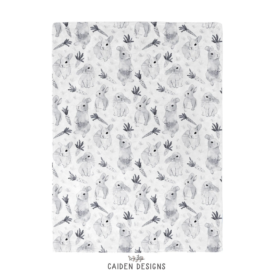 Monochrome Watercolor Bunny Blanket