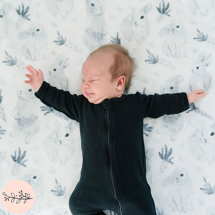 Monochrome Watercolor Bunny Blanket