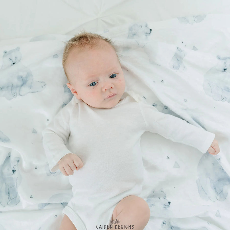 Monochrome Watercolor Polar Bear Blanket