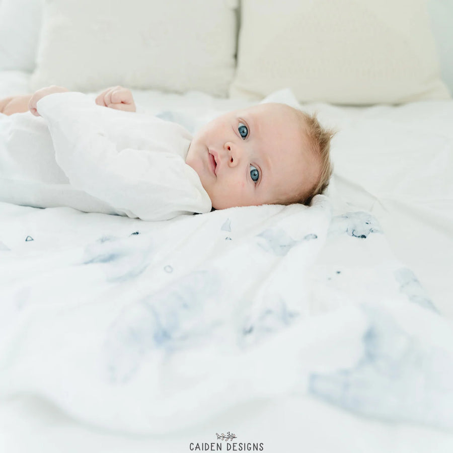 Monochrome Watercolor Polar Bear Blanket