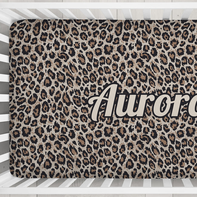 Safari Spots Personalized Leopard Print Crib Sheet