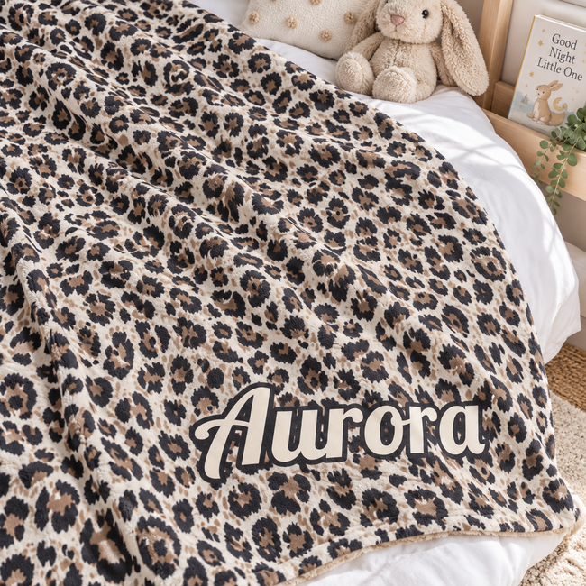 Safari Spots Personalized Leopard Print Baby Blanket
