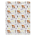 Personalized Halloween Baby Blanket. Playful Halloween characters and cheerful seasonal details surround a custom name in a festive design.