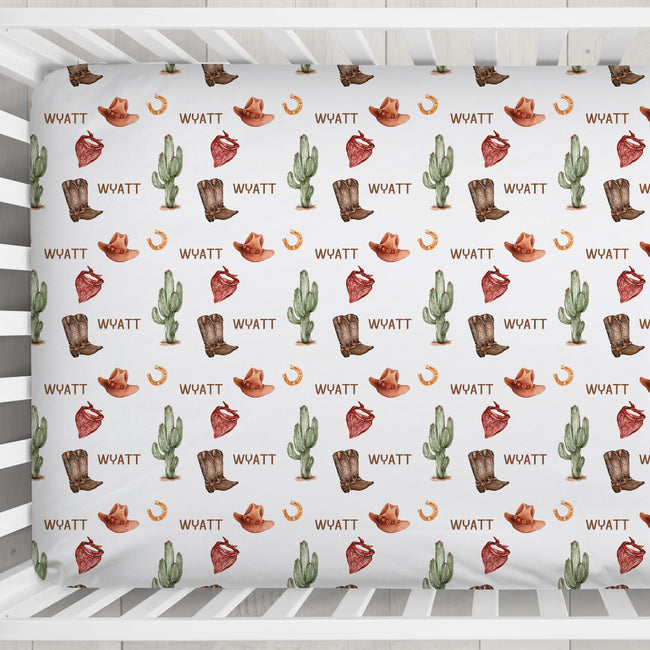 Little Buckaroo - Cowboy Personalized Crib Sheet