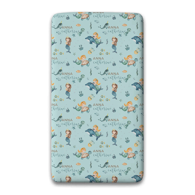 Mermaid Friends Personalized Twin Fitted Sheet