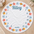 Ocean Friends Personalized Round Baby Milestone Blanket – 45″