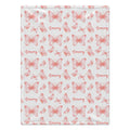 Personalized Peach Butterfly Baby Girl Blanket. Delicate peach-pink watercolor butterflies surround a custom name in a light, graceful design.