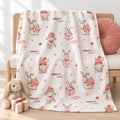 personalized cream blanket with Christmas bunnies and gnomes.