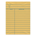 A yellow library or bookplate-style card blanket with printed blue lines and fields for author, title, date due, and borrower's name, shown on a white background.