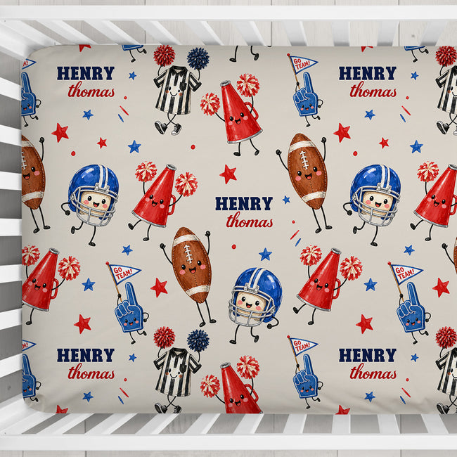 Little Football Fan Personalized Crib Sheet