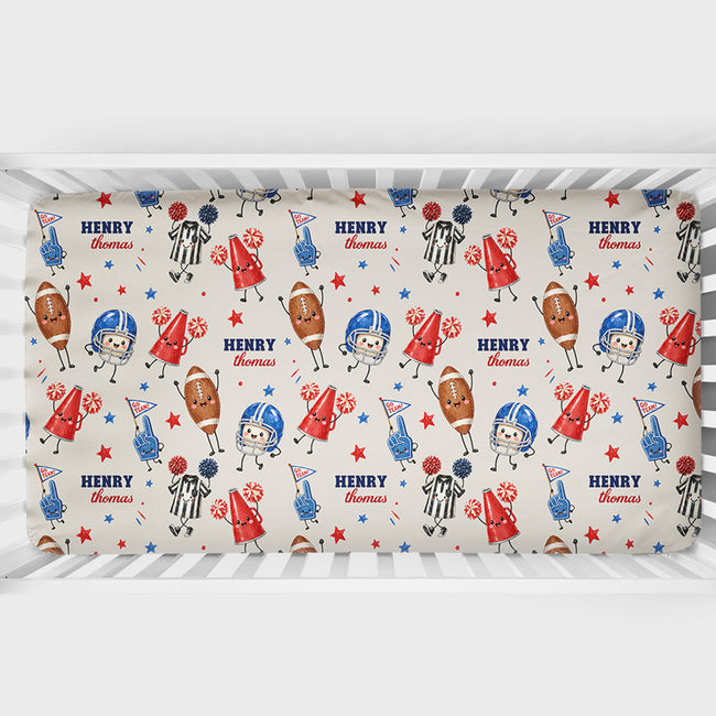 Little Football Fan Personalized Crib Sheet