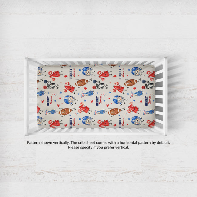 Little Football Fan Personalized Crib Sheet