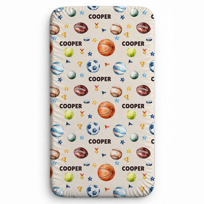 Personalized sports themed fitted sheet