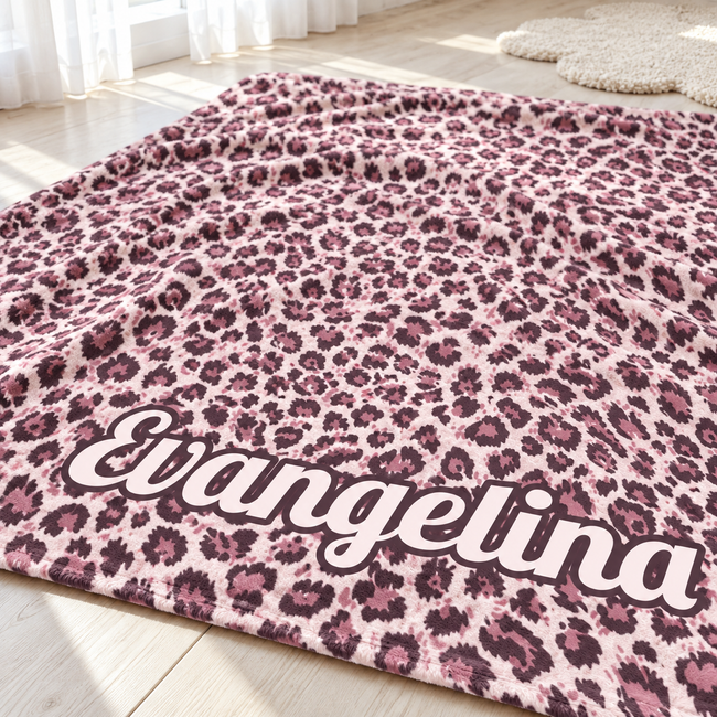 Blush Safari Spots Personalized Pink Leopard Baby Blanket