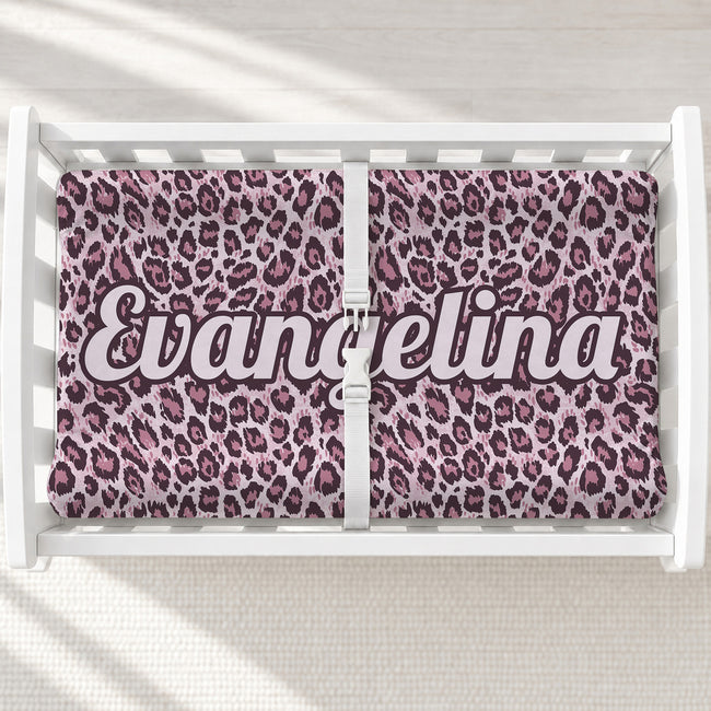 Blush Safari Spots Personalized Pink Leopard Changing Pad Cover