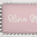 Blush Pink Playful Script Personalized Name Crib Sheet