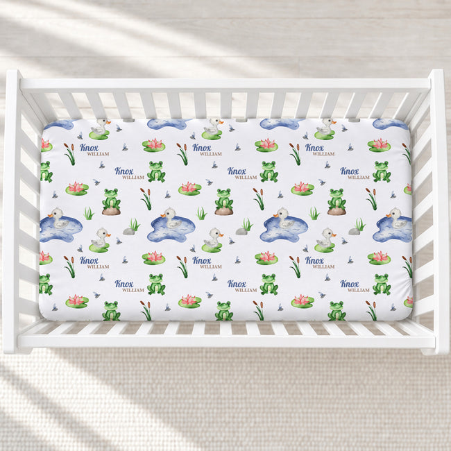 Pond Friends Personalized Crib Sheet