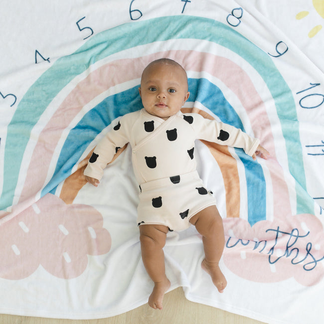 Personalized Rainbow Baby Milestone Blanket