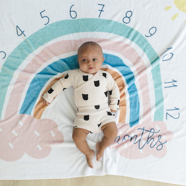 Personalized Rainbow Baby Milestone Blanket