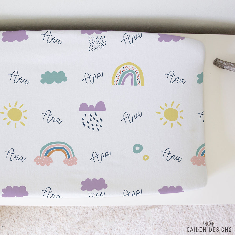 Scandinavian Rainbows Personalized Changing Pad Cover