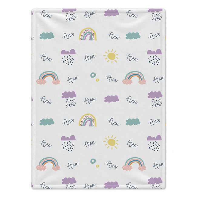 A scandinavian rainbows personalized baby blanket
