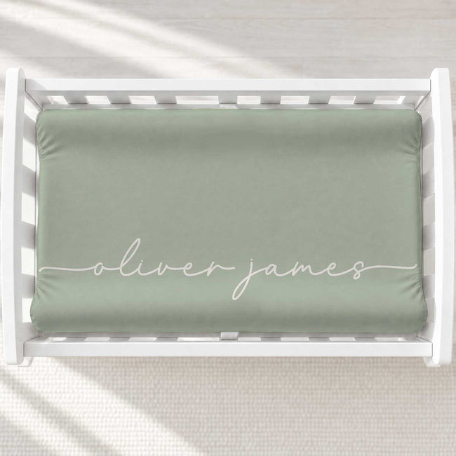 Dusty Sage Signature Script Personalized Name Changing Pad Cover