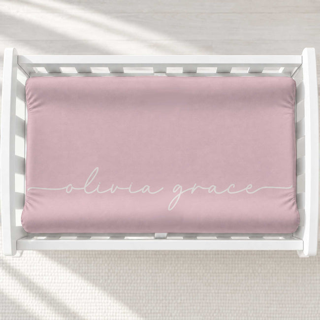 Blush Pink Signature Script Personalized Name Changing Pad Cover