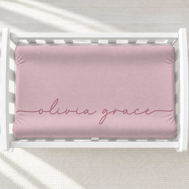 Pink Signature Script Personalized Name Changing Pad Cover