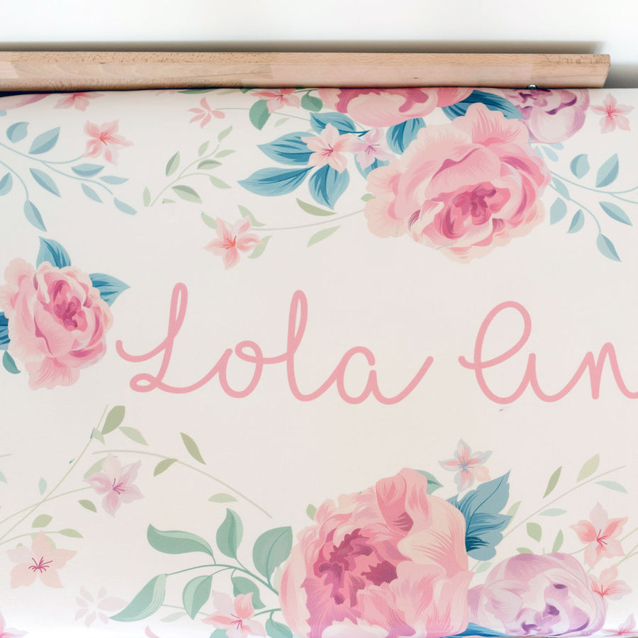 Blush Watercolor Floral Personalized Changing Pad Cover