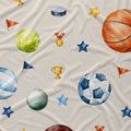 Closeup of sports themed fabric