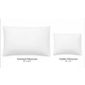 Two white pillowcases shown on a light gray background: a larger Standard Pillowcase labeled 30" x 20.5" and a smaller Toddler Pillowcase labeled 19" x 14".