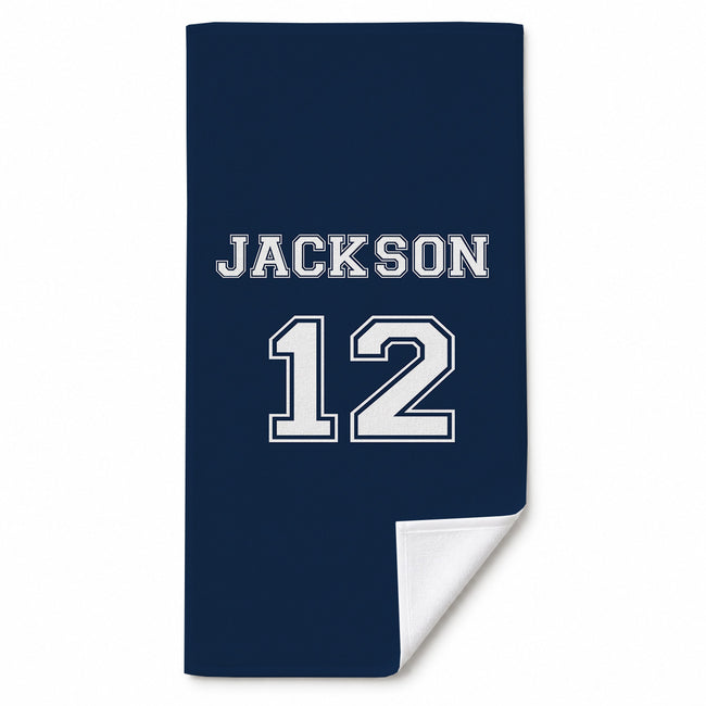 Varsity Name & Number Personalized Beach Towel
