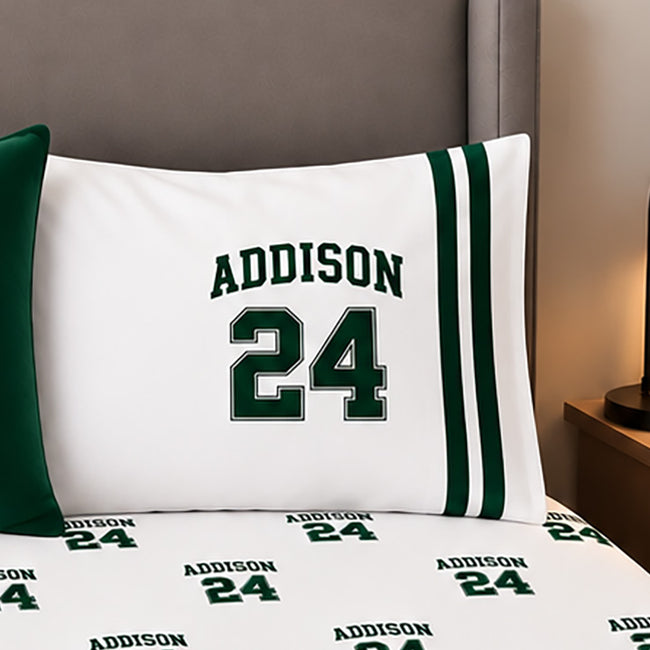 Varsity Stripe Personalized Name & Number Pillowcase