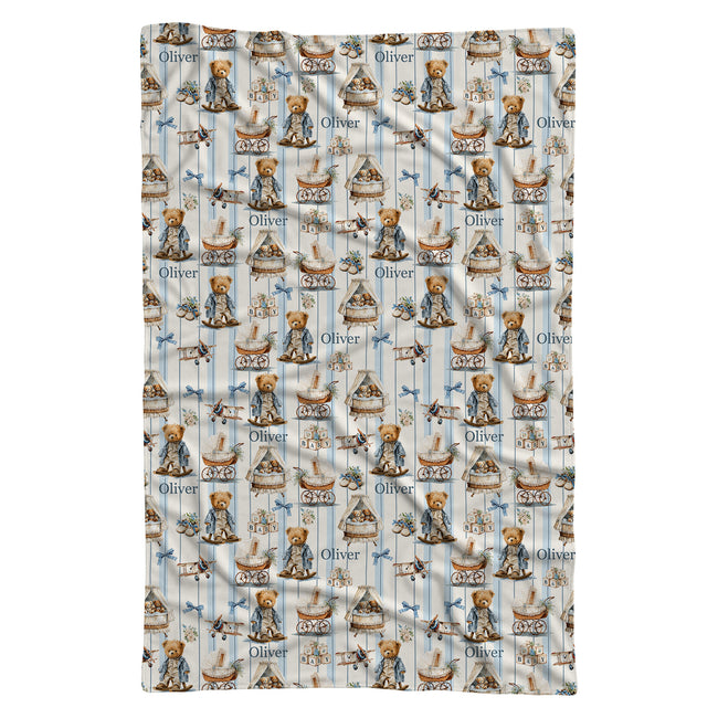 Vintage Teddy Bear Personalized Swaddle Blanket