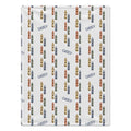 A square fabric item, likely a blanket or towel, featuring a repeating pattern of colorful boats and the name 'CASEY' printed in navy blue on a white background.