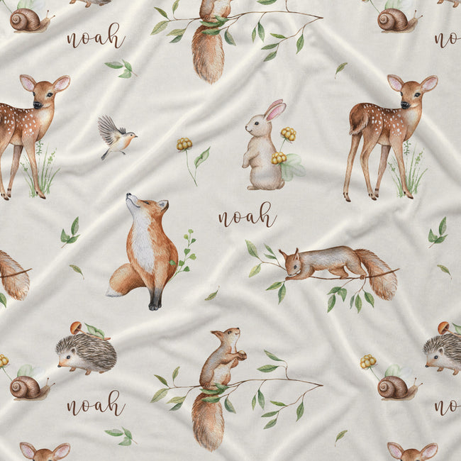 Woodland friends personalized fabric by Caiden Designs