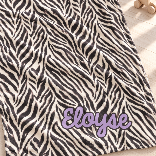 Personalized Zebra Print Baby Blanket