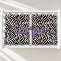 Personalized Zebra Print Changing Pad Cover – Lilac Name