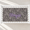 Personalized Zebra Print Crib Sheet – Lilac Name
