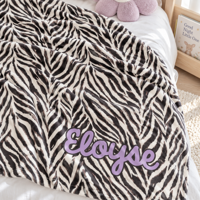 Personalized Zebra Print Baby Blanket