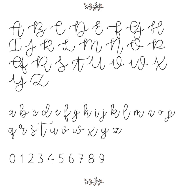 font chart by Caiden Designs