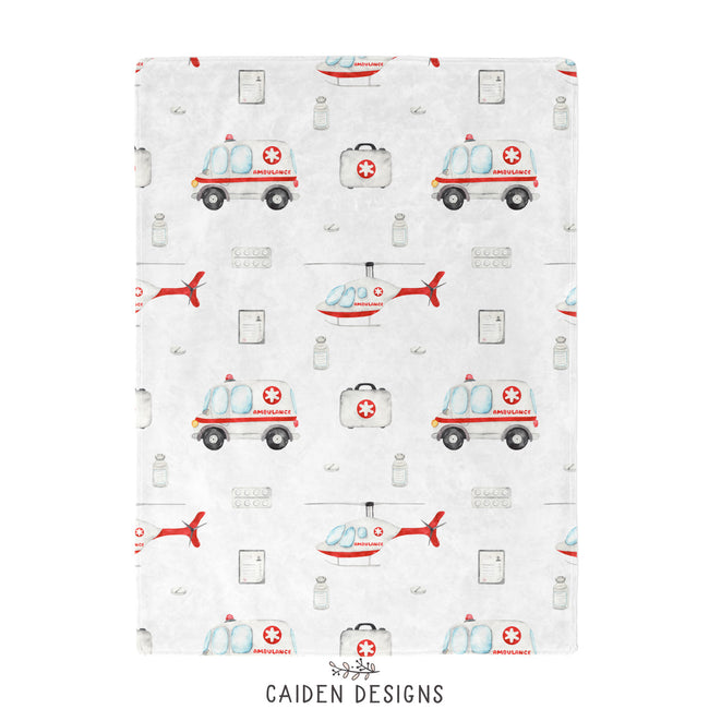 preview of the ambulance baby blanket