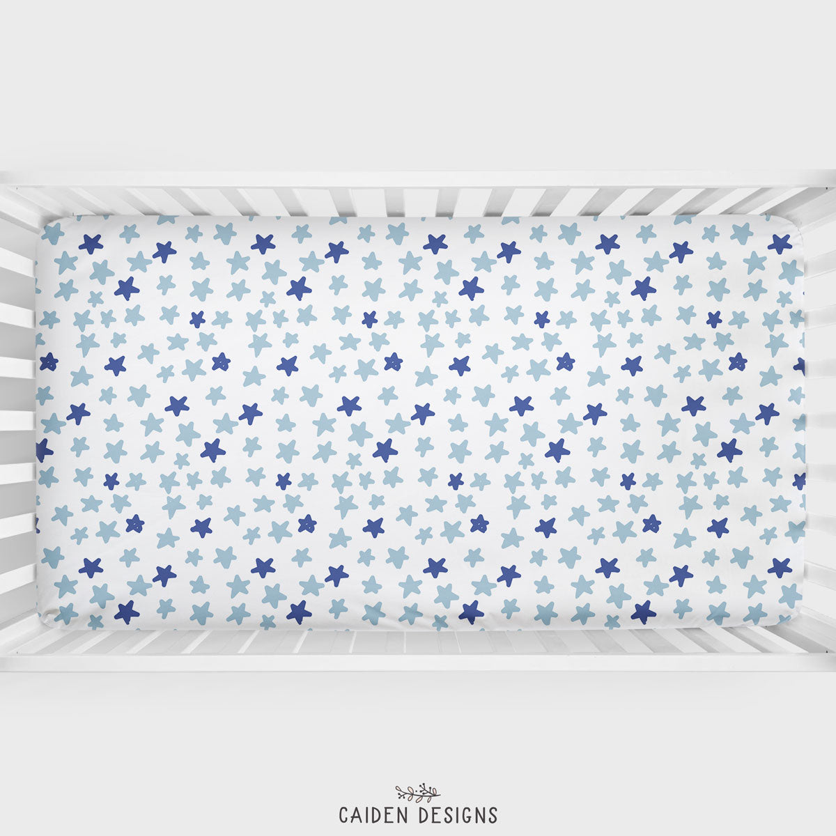 Blue Stars Personalized Crib Sheet Caiden Designs