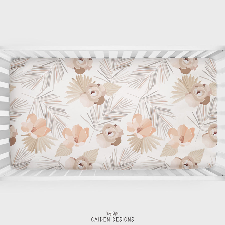 Bohemian Floral Personalized Crib Sheet