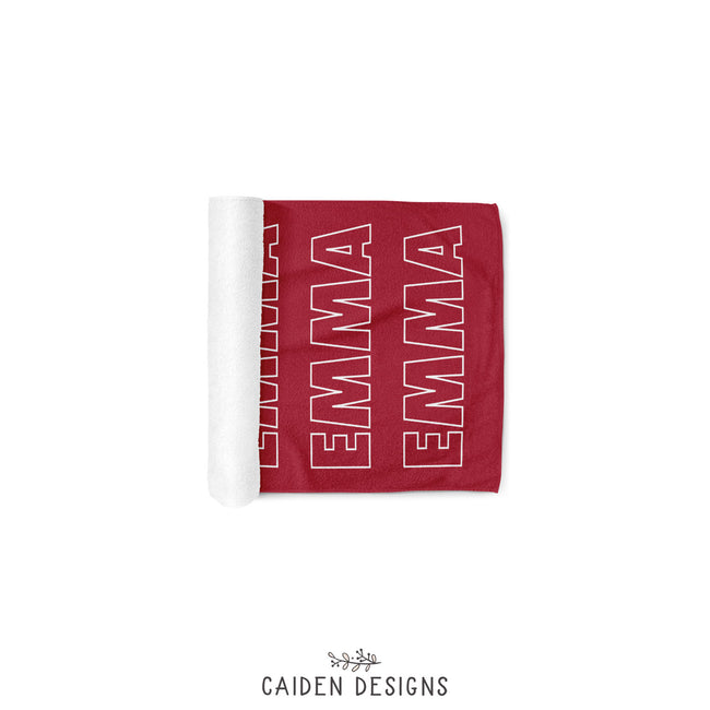 Personalized beach towel rolled 
