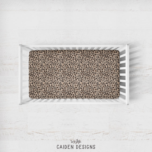 Brown leopard print crib sheet